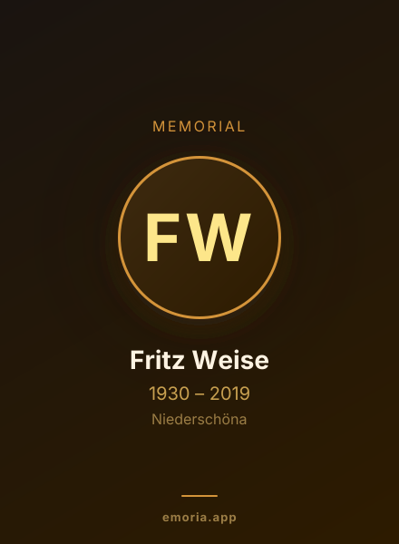Memorial portrait of Fritz Weise