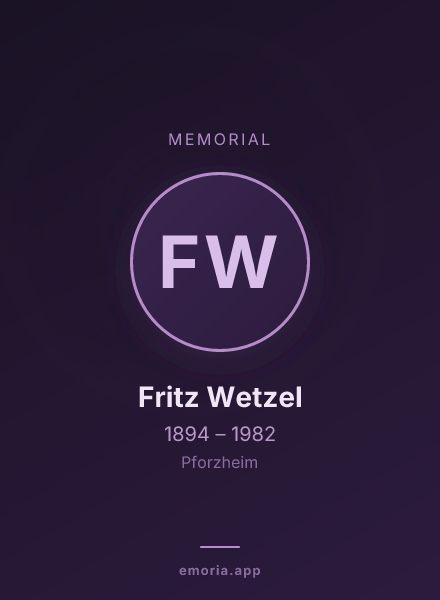 Memorial portrait of Fritz Wetzel