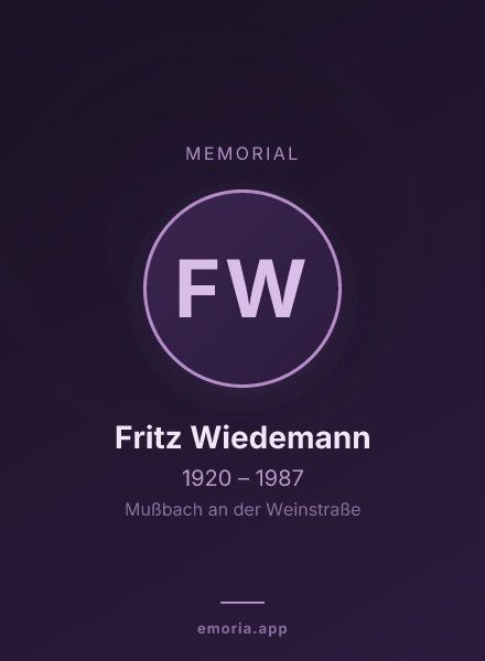 Memorial portrait of Fritz Wiedemann