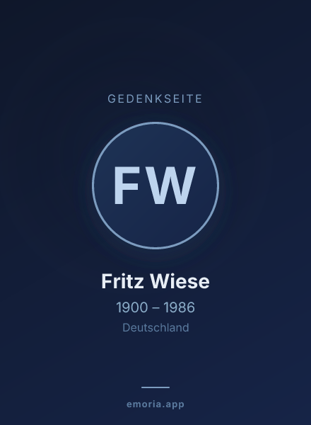 Gedenkportrait von Fritz Wiese