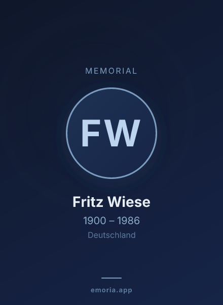 Memorial portrait of Fritz Wiese