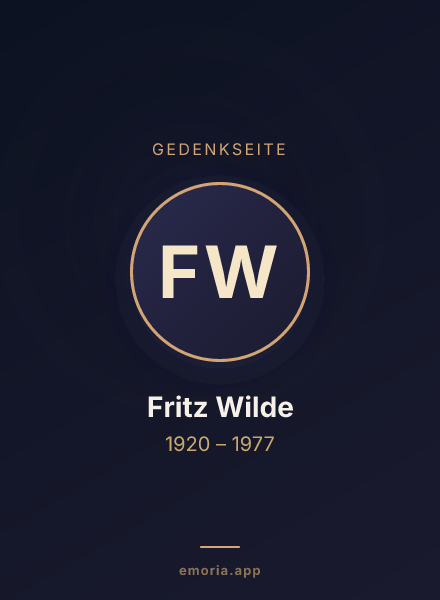 Gedenkportrait von Fritz Wilde