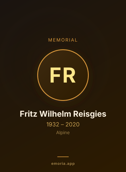 Memorial portrait of Fritz Wilhelm Reisgies