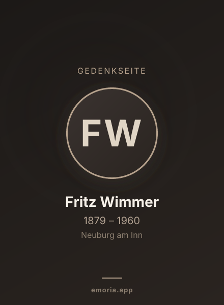 Gedenkportrait von Fritz Wimmer