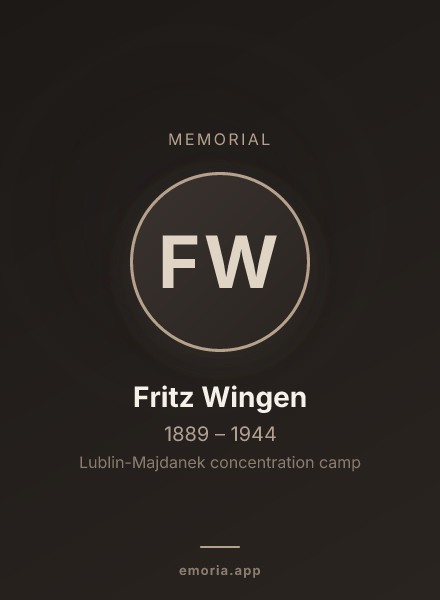 Memorial portrait of Fritz Wingen