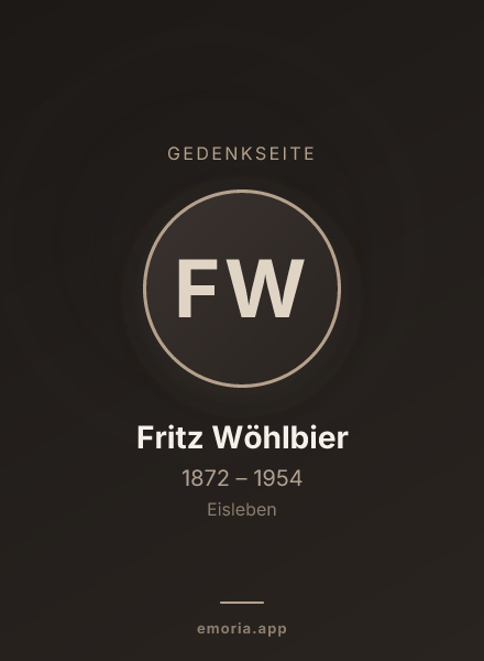 Gedenkportrait von Fritz Wöhlbier