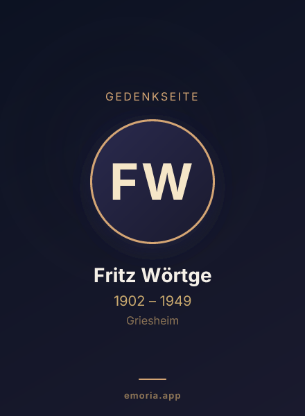 Gedenkportrait von Fritz Wörtge