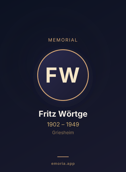Memorial portrait of Fritz Wörtge