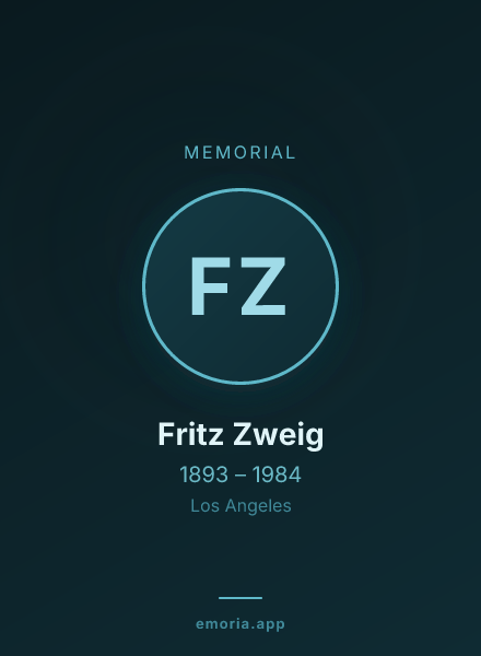 Memorial portrait of Fritz Zweig