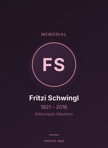 Memorial portrait of Fritzi Schwingl