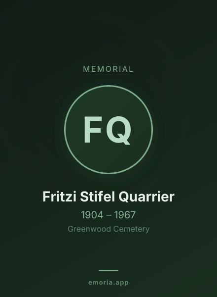 Memorial portrait of Fritzi Stifel Quarrier