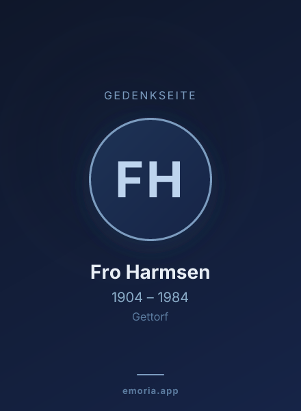 Gedenkportrait von Fro Harmsen
