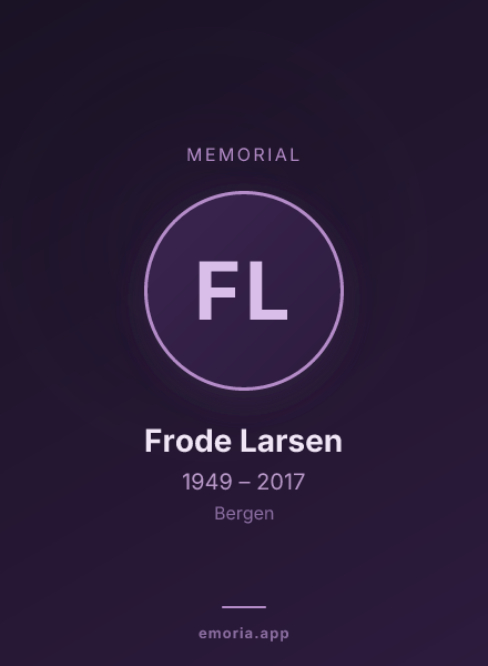 Memorial portrait of Frode Larsen
