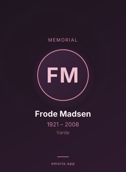 Memorial portrait of Frode Madsen