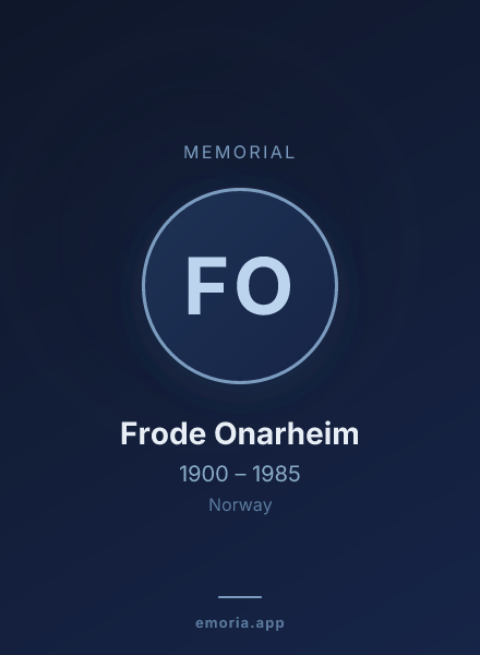 Memorial portrait of Frode Onarheim