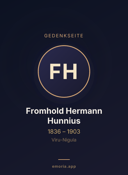 Gedenkportrait von Fromhold Hermann Hunnius