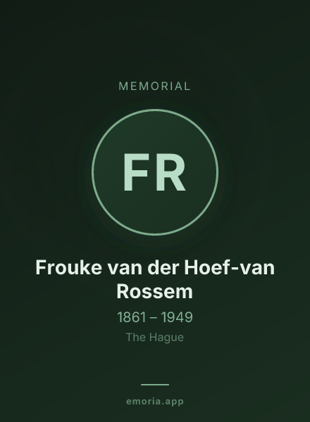 Memorial portrait of Frouke van der Hoef-van Rossem