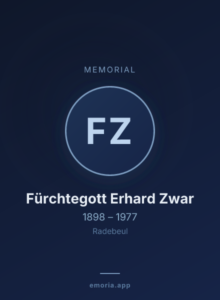 Memorial portrait of Fürchtegott Erhard Zwar