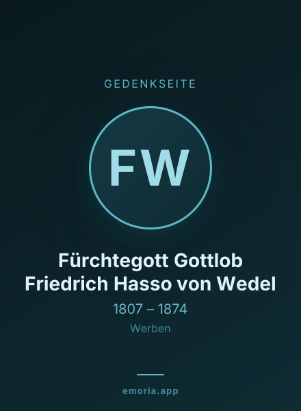 Gedenkportrait von Fürchtegott Gottlob Friedrich Hasso von Wedel