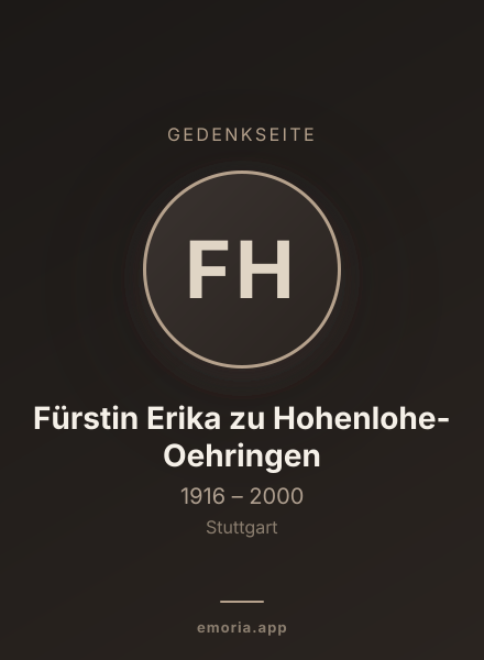 Gedenkportrait von Fürstin Erika zu Hohenlohe-Oehringen