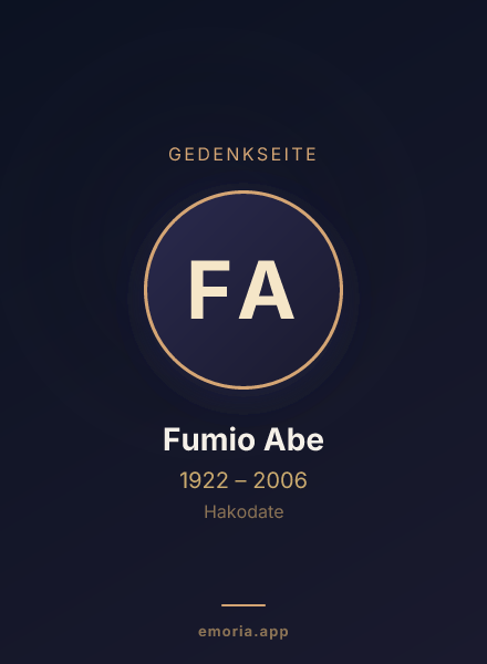 Gedenkportrait von Fumio Abe