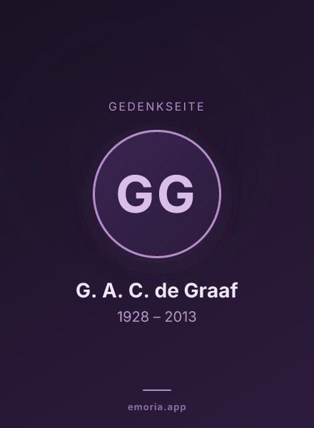 Gedenkportrait von G. A. C. de Graaf