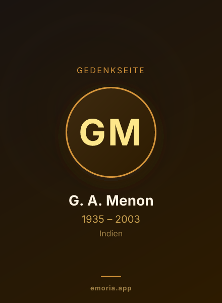 Gedenkportrait von G. A. Menon