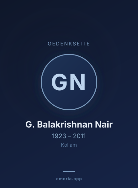 Gedenkportrait von G. Balakrishnan Nair