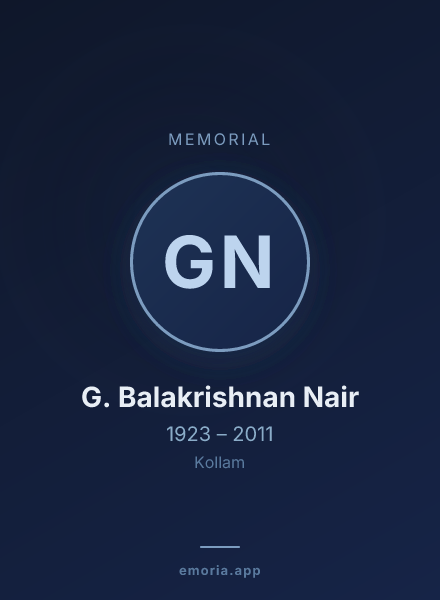 Memorial portrait of G. Balakrishnan Nair