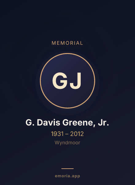 Memorial portrait of G. Davis Greene, Jr.