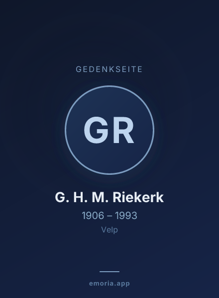 Gedenkportrait von G. H. M. Riekerk