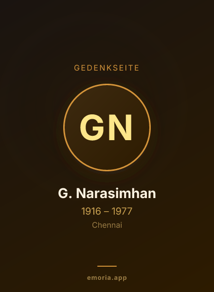 Gedenkportrait von G. Narasimhan
