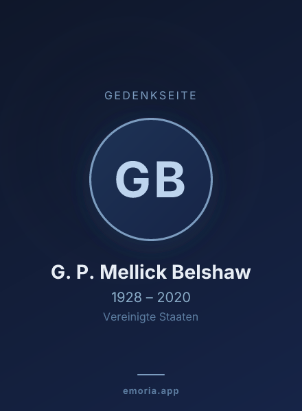 Gedenkportrait von G. P. Mellick Belshaw