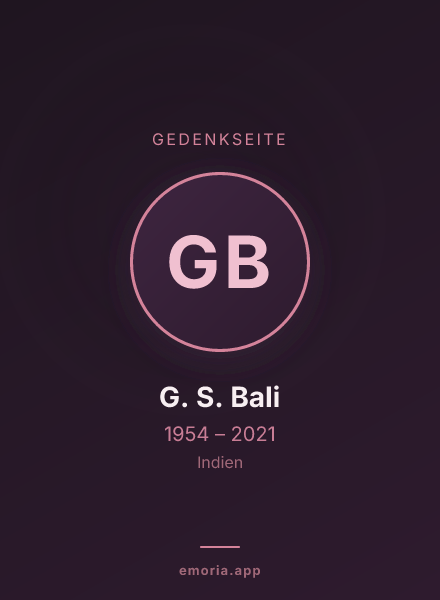 Gedenkportrait von G. S. Bali