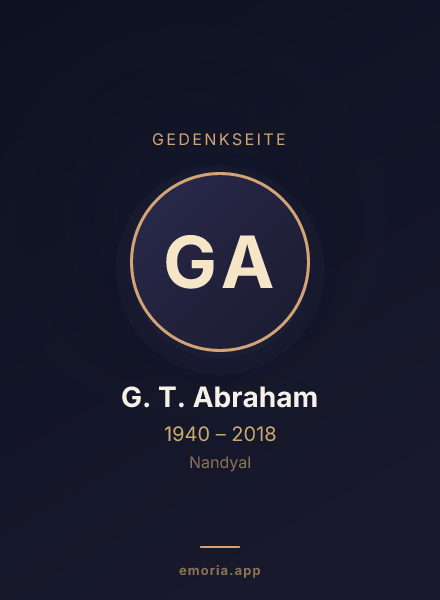 Gedenkportrait von G. T. Abraham