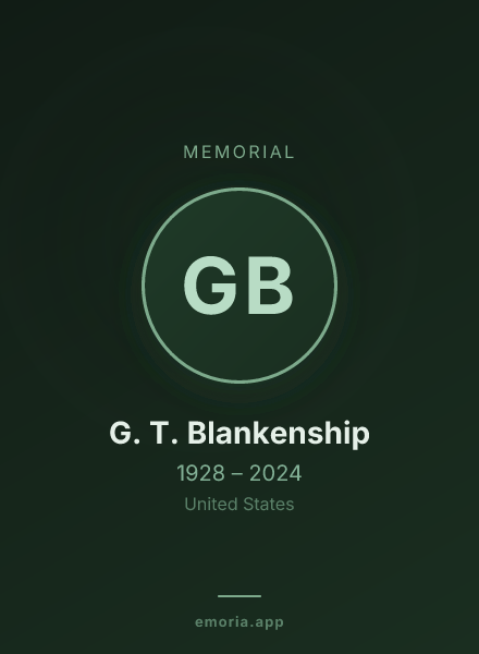 Memorial portrait of G. T. Blankenship