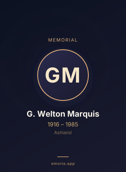 Memorial portrait of G. Welton Marquis