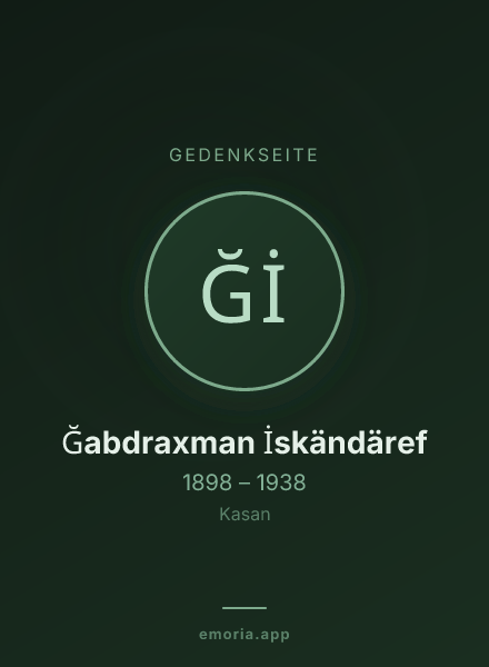 Gedenkportrait von Ğabdraxman İskändäref