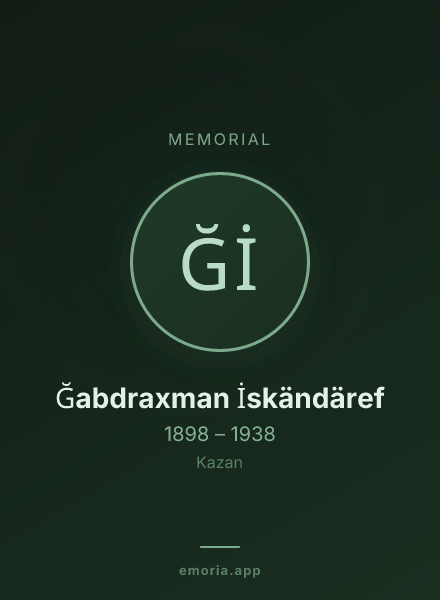 Memorial portrait of Ğabdraxman İskändäref