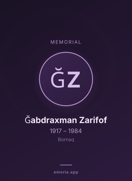 Memorial portrait of Ğabdraxman Zarifof