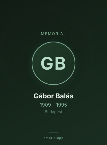 Memorial portrait of Gábor Balás