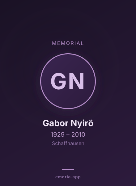 Memorial portrait of Gabor Nyirö