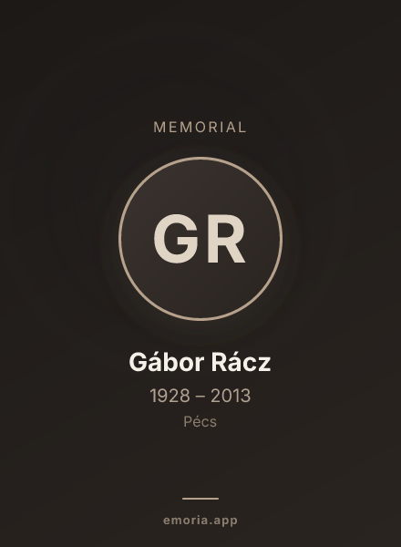 Memorial portrait of Gábor Rácz