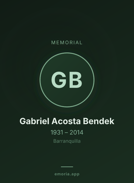 Memorial portrait of Gabriel Acosta Bendek