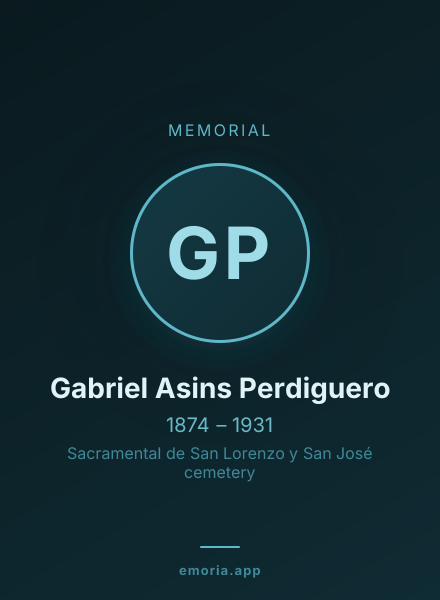 Memorial portrait of Gabriel Asins Perdiguero