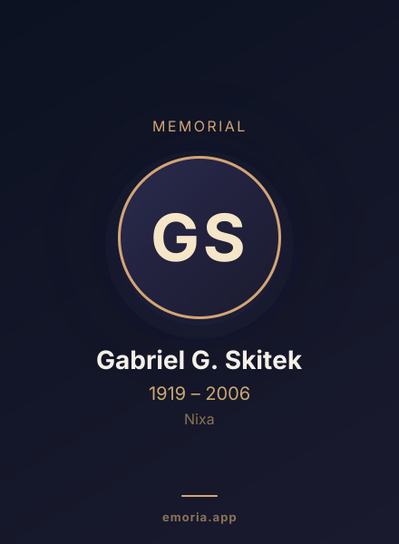 Memorial portrait of Gabriel G. Skitek