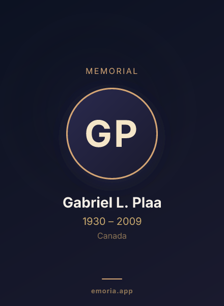 Memorial portrait of Gabriel L. Plaa