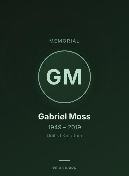 Memorial portrait of Gabriel Moss