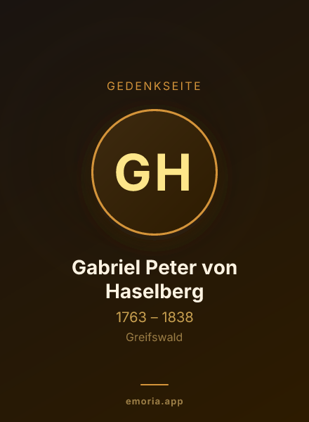 Gedenkportrait von Gabriel Peter von Haselberg