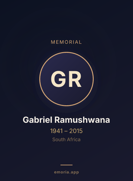 Memorial portrait of Gabriel Ramushwana